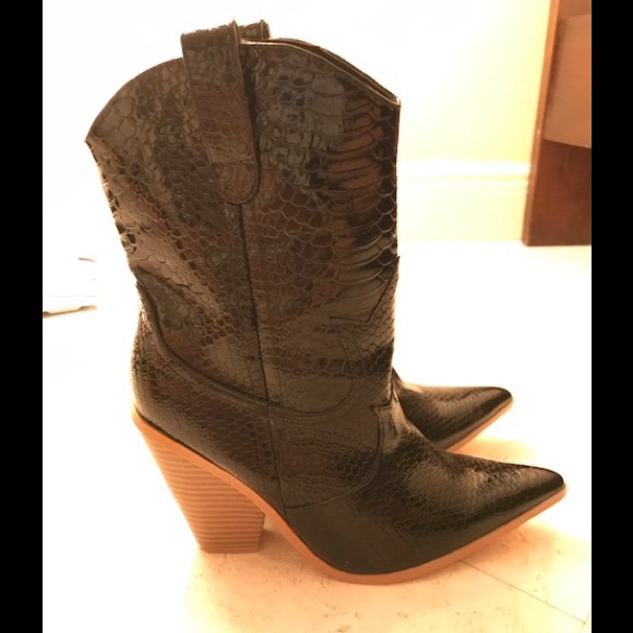 black croc skin boots